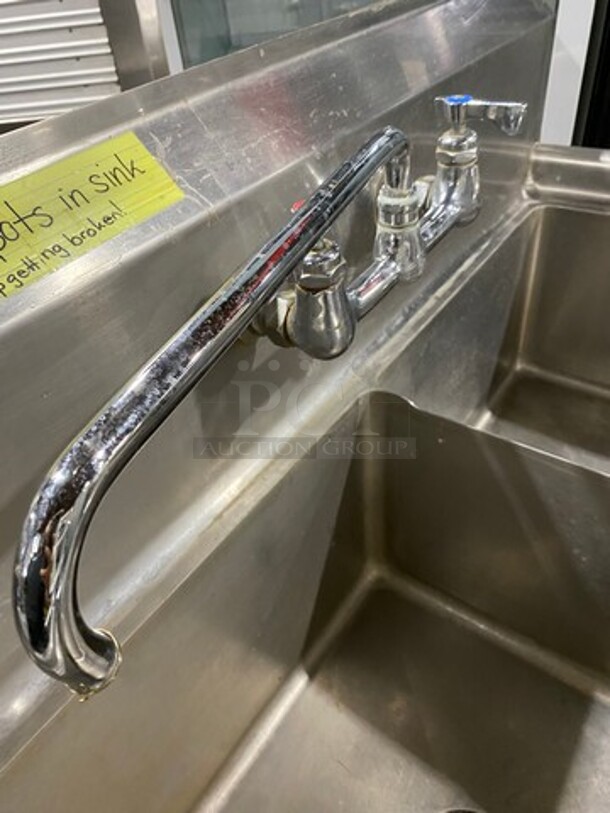 Green World Commercial 2 Compartment Dish Washing Sink! With Faucet And Handles! With Back Splash! All Stainless Steel! On Legs! Model: TSA2N - Image 6 of 8