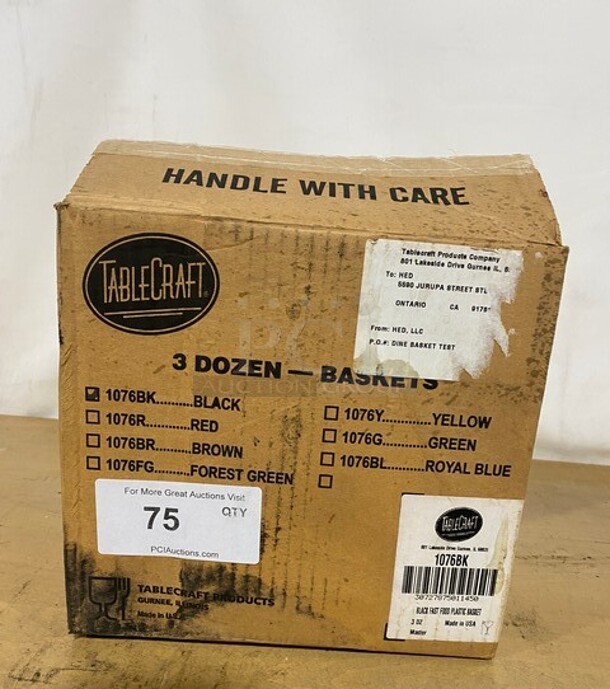 New In Box! Table Craft Black Poly Oval Fast Food Basket! MODEL 1076BK - Image 1 of 7