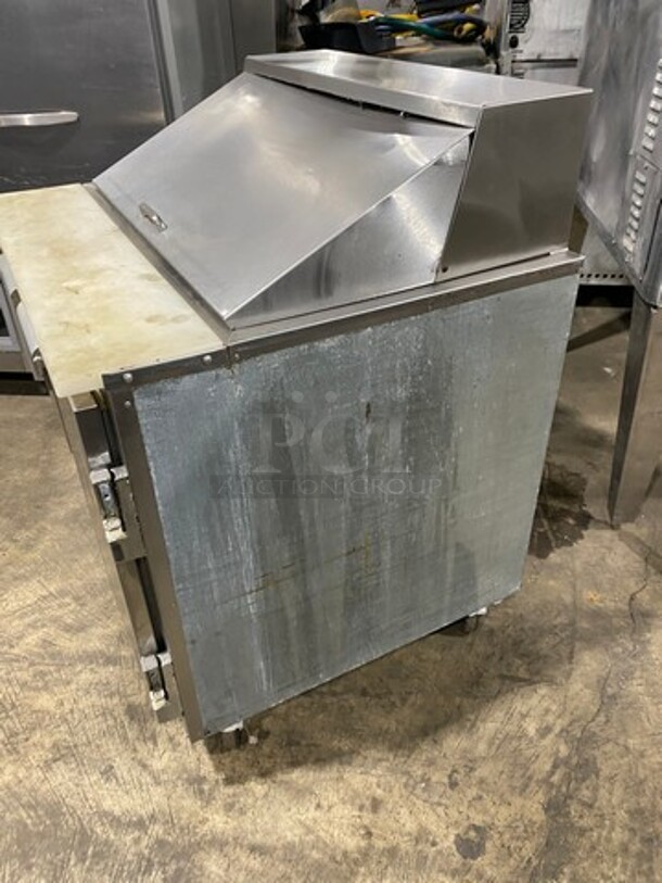 Leader Commercial Refrigerated Sandwich Prep Table! With 2 Door Underneath Storage Space! With Poly Coated Racks! With Commercial Cutting Board! All Stainless Steel! On Casters! Model: LM36 SN: PW08M1412 115V 60Hz 1 Phase - Image 3 of 10