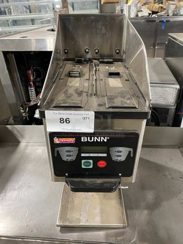 Bunn Commercial Countertop Dual Coffee Bean Grinder Machine! Stainless Steel Body! Model: MHG SN: MHG0017860 120V 60HZ 1 Phase