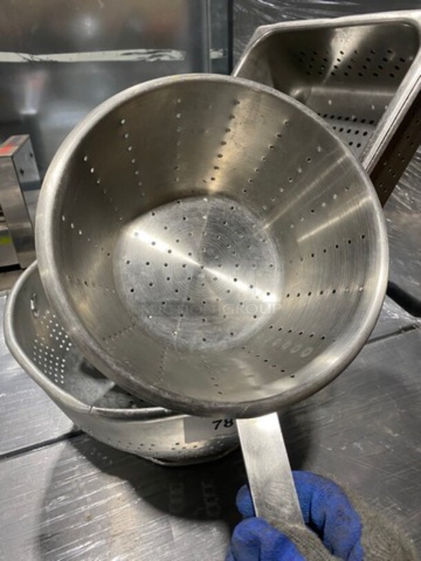 ALL ONE MONEY! MISCELLAEOUS! Includes Perforated Food Pans, Strainers! - Image 3 of 11