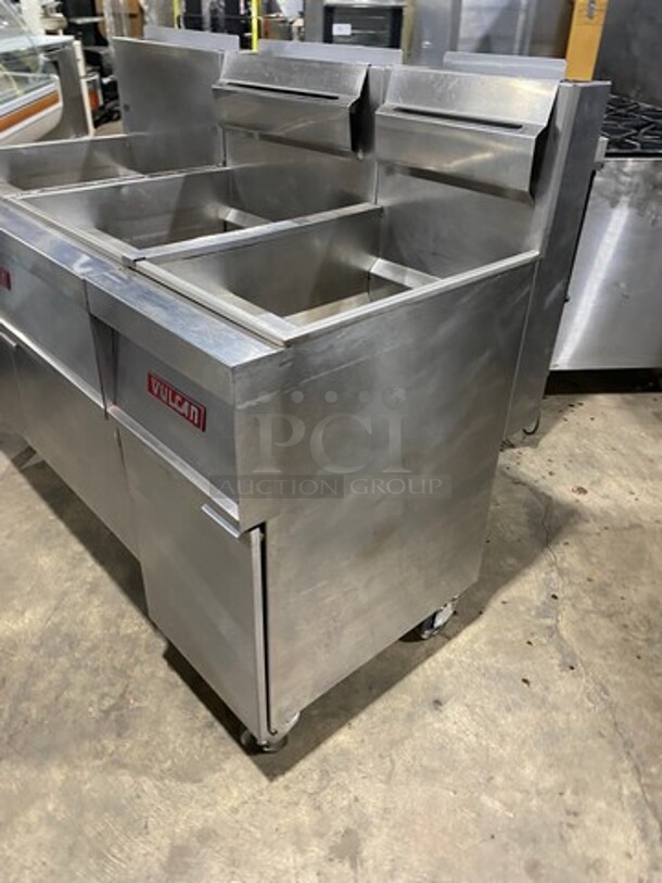WOW! Vulcan Commercial Natural Gas Powered 3 Bay Deep Fat Fryer! All Stainless Steel! On Casters! Model: 3GR65F SN: 481533671 - Image 2 of 10
