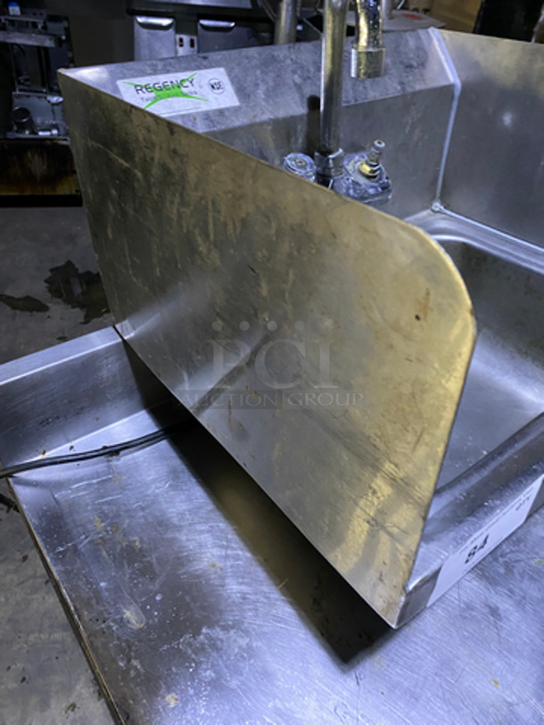 Regency Commercial Stainless Steel Hand Sink! With Back And Side Splashes! With Faucet! - Image 3 of 8