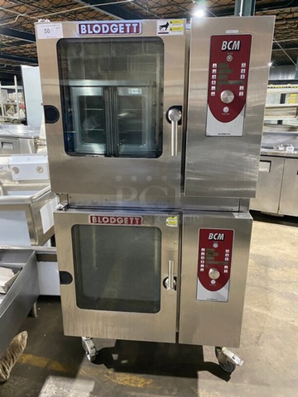 WOW! Blodgett By Houno Commercial Electric Powered Full-Size Double Deck Combi Convection Oven/ Streamer! With View Through Doors! All Stainless Steel! On Casters! 2x Your Bid Makes One Unit! WORKING WHEN REMOVED! Model: BCM61 208V 3 Phase