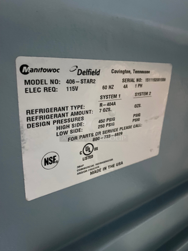 Delfield Commercial Single Door Lowboy/Worktop Cooler! All Stainless Steel! Model: 406STAR2 SN: 1511152001556 115V 60HZ 1 Phase - Image 7 of 8