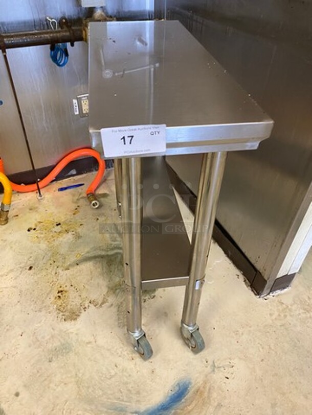 Solid Stainless Steel Work Top/ Prep Table! With Storage Space Underneath! On Casters! - Image 1 of 5