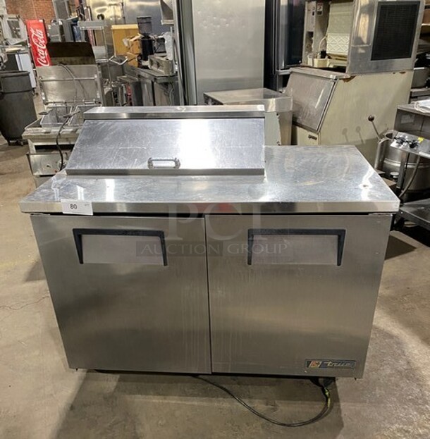 COOL! True Commercial Refrigerated Sandwich Prep Table! With 2 Door Underneath Storage Space! All Stainless Steel! On Casters! Model: TSSU4808 SN:4940880 115V 1PH