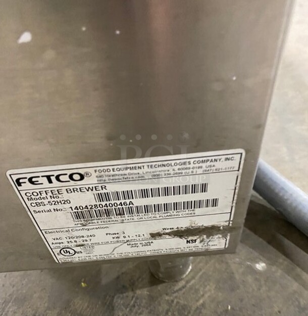 Fetco Commercial Countertop Dual Side Coffee Brewer! All Stainless Steel! Model: CBS52H20 SN: 140428040046A 120/208/240V 3 Ph - Image 9 of 10