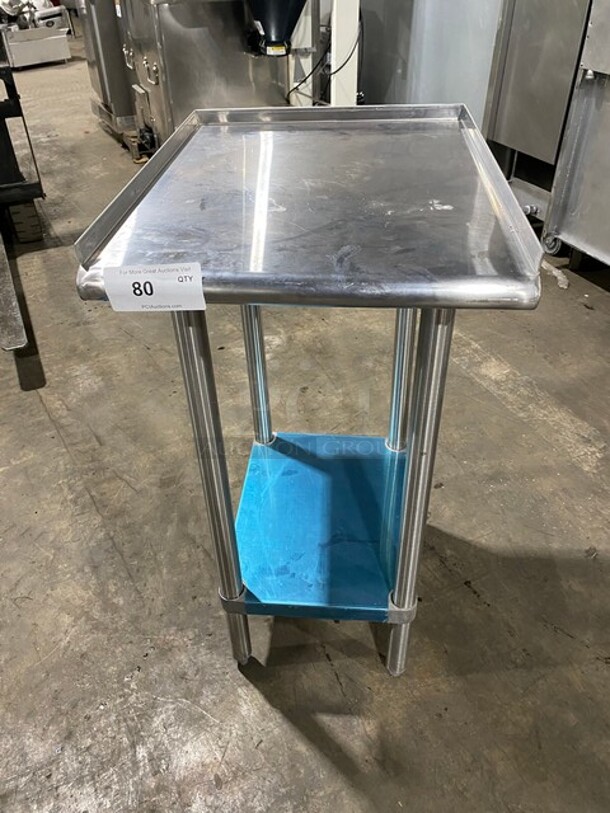 L & J Solid Stainless Steel Work Top/ Prep Table! With Back And Side Splashes! With Storage Space Underneath! On Legs!