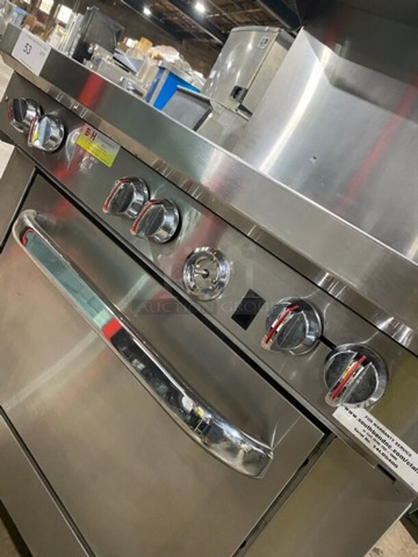 WOW! Southbend Commercial Natural Gas Powered 6 Burner Stove! With Raised Back Splash And Salamander Shelf! With Oven Underneath! All Stainless Steel! On Legs! Model: S36D SN: 14L05400 - Image 9 of 11