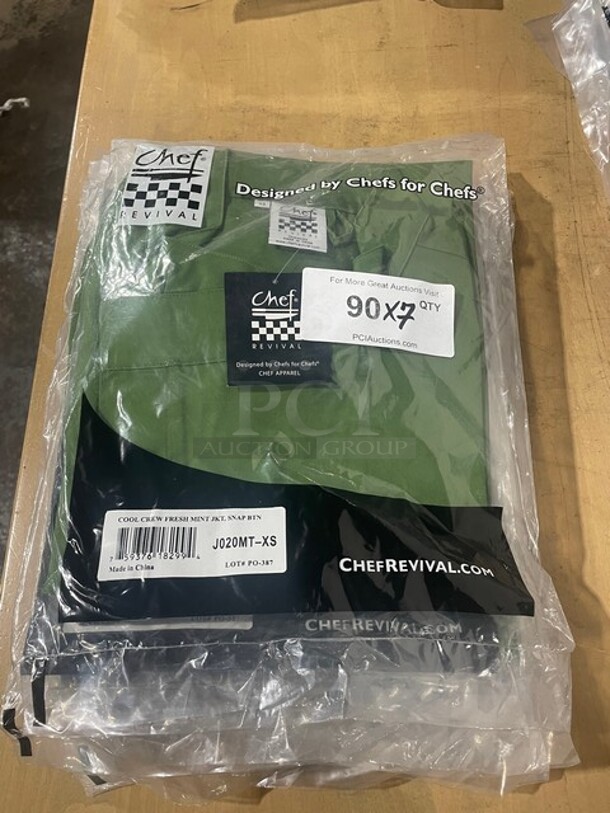 Chef Revival Cool Crew Fresh Mint Jacket! Snap Buttons! Size XS 7x Your Bid! - Image 1 of 5
