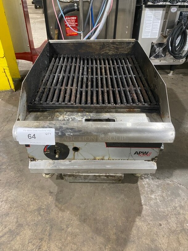 APW Wyott Commercial Countertop Natural Gas Powered Char Broiler Grill! With Back & Side Splashes! All Stainless Steel! On Legs! - Image 1 of 7