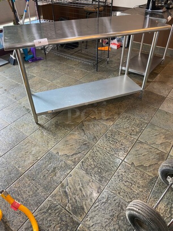 Solid Stainless Steel Work Top/ Prep Table! With Storage Space Underneath! On Legs! - Image 1 of 7