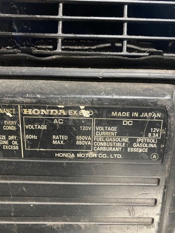 Honda Portable Generator! Model: EX650 - Image 6 of 7