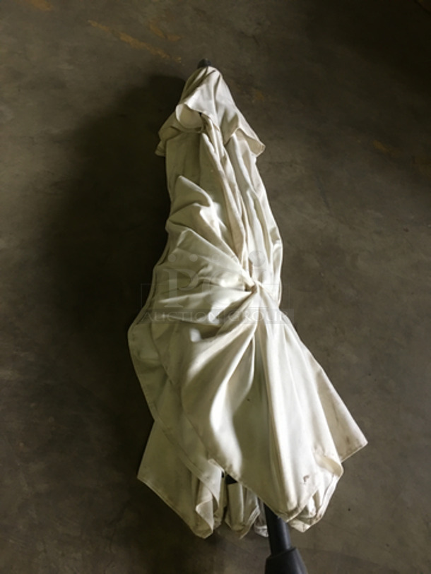 Off White Patio Umbrella! With Pole! - Image 6 of 6