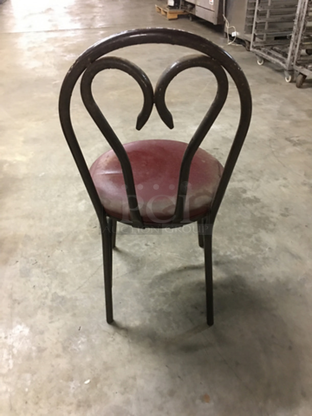 Red Patted Round Chairs! With Black Metal Body! 6x Your Bid! - Image 6 of 6