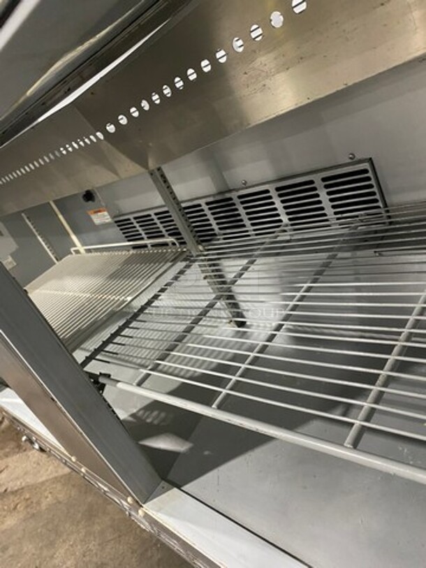 Beverage Air Commercial Refrigerated Mega Top Sandwich Prep Table! With 2 Door Storage Space Underneath! Poly Coated Racks! All Stainless Steel! On Casters! Model: SPE6016 SN: 10904853 115V 60HZ 1 Phase - Image 6 of 9