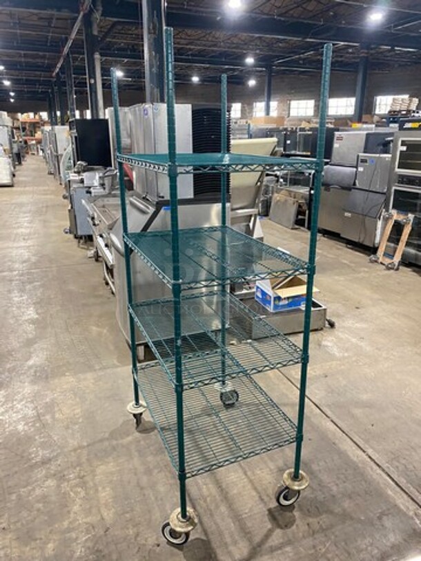 Metro Green Poly Coated 4 Tier Shelf! On Casters! BUYER MUST DISMANTLE! PCI CANNOT DISMANTLE FOR SHIPPING! PLEASE CONSIDER FREIGHT CHARGES! - Image 2 of 4