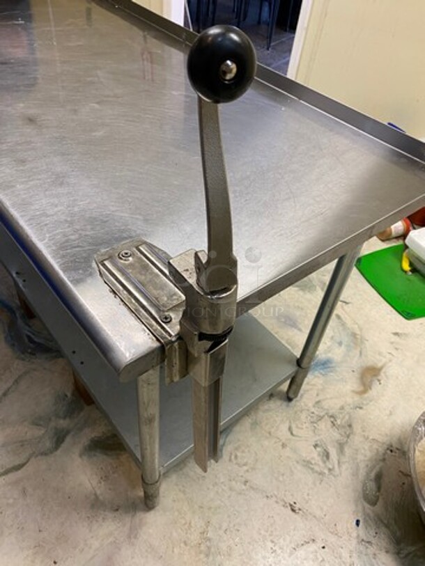 Solid Stainless Steel Work Top/ Prep Table! With Back Splash! With Mounted Can Opener! On Legs! - Image 7 of 7
