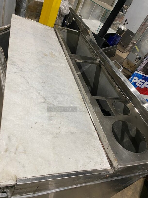 Bari Commercial Refrigerated Pizza Prep Table! With Marble Top! With 3 Door Underneath Storage Space! All Stainless Steel! On Casters! - Image 9 of 10