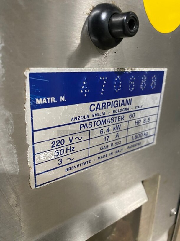 NICE! Carpigiani Commercial Floor Style Pasteurizer Machine! All Stainless Steel! Model PASTOMASTER60 Serial 470888! 220V 3Phase! On Casters! - Image 8 of 10