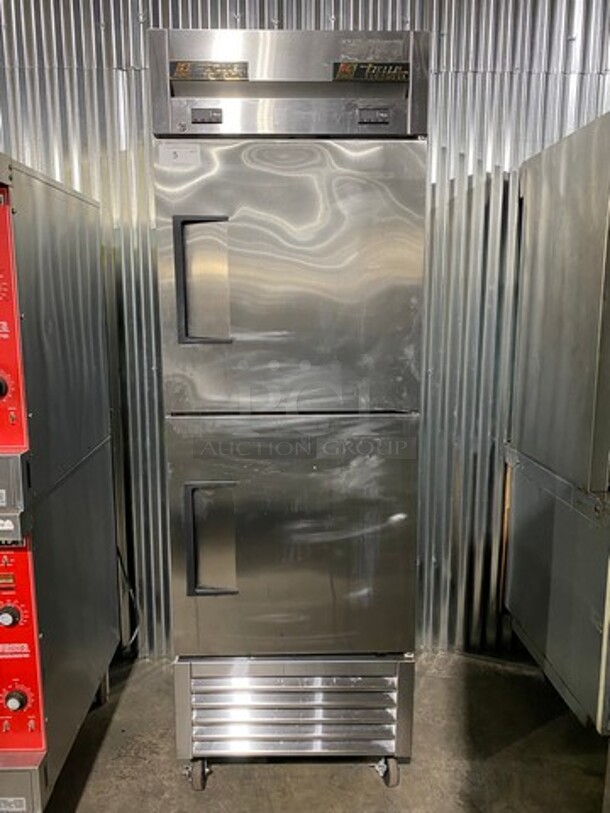 Sweet! True Commercial Split Door Dual Temp Half Cooler Half Freezer Combo Unit! All Stainless Steel! On Casters! Model: T23DT SN: 8868308 115V 60HZ 1 Phase