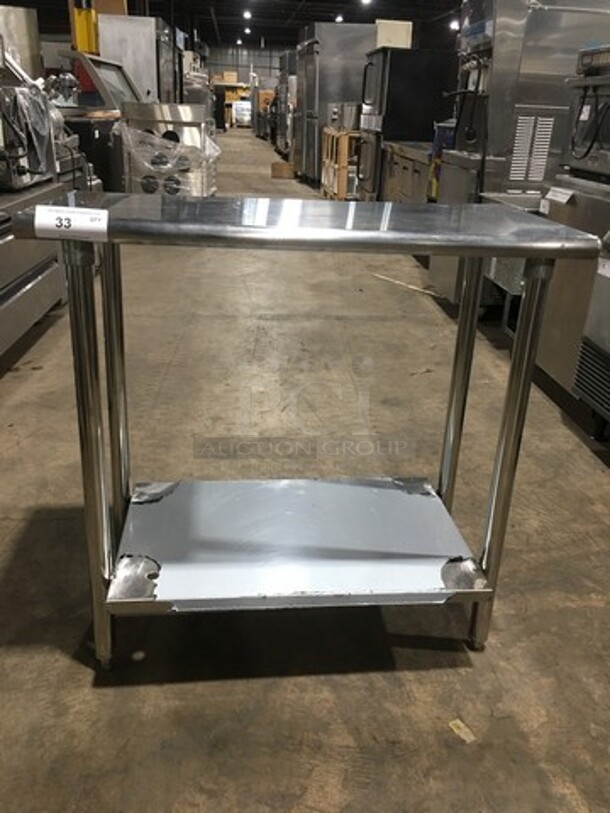Solid Stainless Steel Worktop Table! With Storage Space Underneath! On Legs!