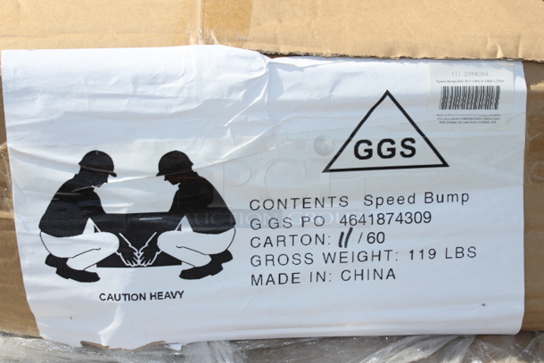 BRAND NEW SCRATCH AND DENT! Grainger 29NH26 Speed Bump, Rubber, Black/Yellow, 9 Ft Lg, 24 Inch Width, 1 1/8 Inch Height, 3x Your Bid. Boxes are damaged.  - Image 6 of 6