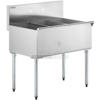 BRAND NEW SCRATCH AND DENT! Steelton 522US31221 36" 16-Gauge Stainless Steel Three Compartment Commercial Utility Sink - 12" x 21" x 14" Bowls. No Legs. 