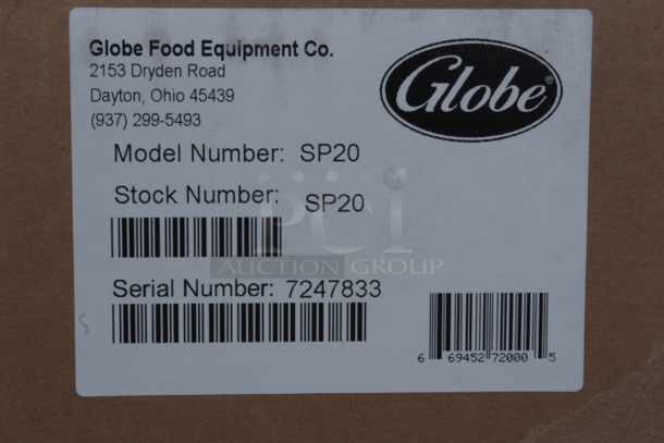 BRAND NEW SCRATCH & DENT! Globe SP20 20 Qt. Planetary Stand Mixer with Guard & Standard Accessories - 120V, 1/2 hp

 - Image 9 of 10