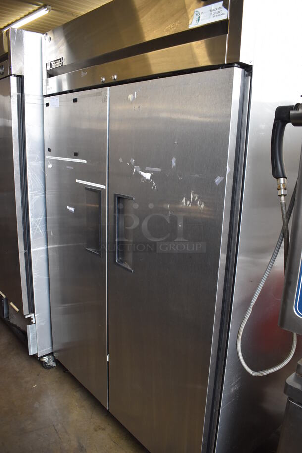 2011 True TG2F-2S Stainless Steel Commercial 2 Door Reach In Freezer w/ Poly Coated Racks on Commercial Casters. 115 Volts, 1 Phase. 51x35x83. Tested and Working! - Image 1 of 6