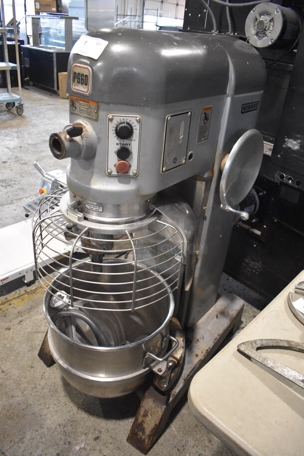 Hobart P660SBA Metal Commercial Floor Style 60 Quart Planetary Dough Mixer w/ Stainless Steel Bowl, Bowl Guard, Paddle and Dough Hook Attachments. 208-240 Volts, 3 Phase. - Image 1 of 9