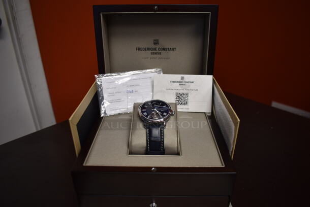 BRAND NEW IN BOX! LIMITED EDITION Frederique Constant Automatic Men's Blue FC-810MCN3S6 Slimline Monolithic Watch w/ Alligator Band