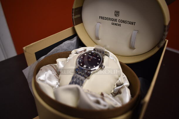 BRAND NEW IN BOX! Frederique Constant Lady Blue Mother Of Pearl Dial with Diamonds Quartz FC-220MPBD1S26B Watch - Image 3 of 4