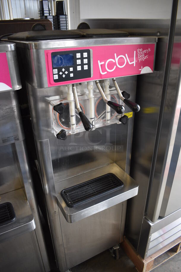 2013 Stoelting Model F231-309I2-AD1 Stainless Steel Commercial Floor Style Air Cooled 2 Flavor w/ Twist Soft Serve Ice Cream Machine on Commercial Casters. 208-240 Volts, 3 Phase.  - Image 2 of 7