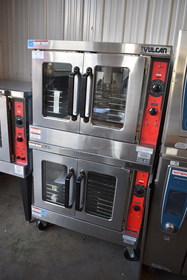 2 BRAND NEW SCRATCH AND DENT! LATE MODEL! Vulcan Model VC5GD-11D1Z Stainless Steel Commercial Natural Gas Powered Full Size Convection Oven w/ View Through Doors, Metal Oven Racks and Thermostatic Controls on Commercial Casters. 40x31x70. 2 Times Your Bid! Tested and Working! - Image 2 of 9