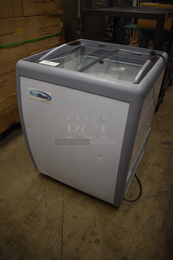 KoolMore KM-ICD-26SD Metal Commercial Chest Freezer Merchandiser on Commercial Casters. 115 Volts, 1 Phase. 26x28x34. Tested and Powers On But Temps at 46 Degrees - Image 2 of 8
