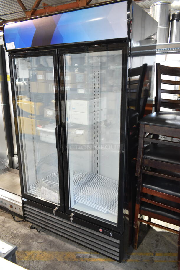 BRAND NEW SCRATCH AND DENT! 2023 KoolMore MDR-2GD-35C Metal Commercial 2 Door Reach In Cooler Merchandiser w/ Poly Coated Racks on Commercial Casters. 115 Volts, 1 Phase. Tested and Powers On But Does Not Get Cold - Image 3 of 10