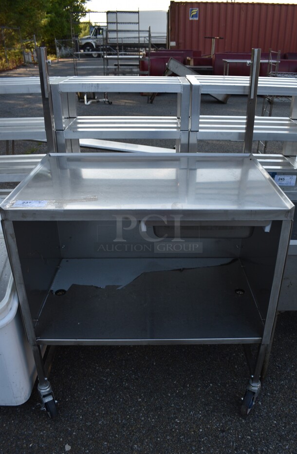 Stainless Steel Commercial Work Table w/ Under Shelf and Drawer on Commercial Casters. 36x25.5x55