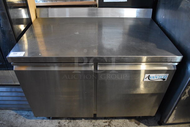 Avantco Model 178SSWT48RHC Stainless Steel Commercial 2 Door Work Top Cooler w/ Back Splash on Commercial Casters. 115 Volts, 1 Phase. 47x30x39. Tested and Working!