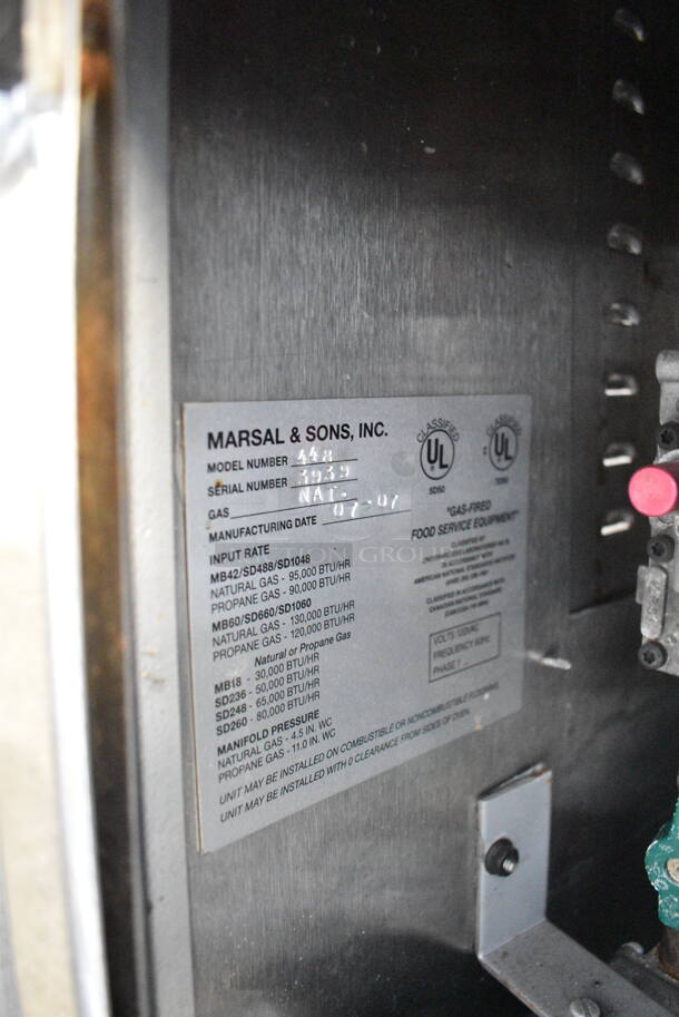 Marsal and Sons 448 Stainless Steel Commercial Natural Gas Powered Single Deck Pizza Oven.  - Image 6 of 6