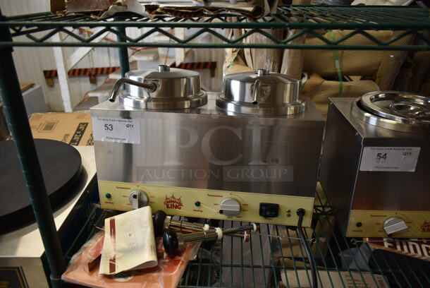BRAND NEW SCRATCH AND DENT! Carnival King RWS35DBL Stainless Steel Commercial Double 3.5 Qt. Warmer with 2 Pumps. 120 Volts, 1 Phase. Tested and Working! - Image 2 of 6