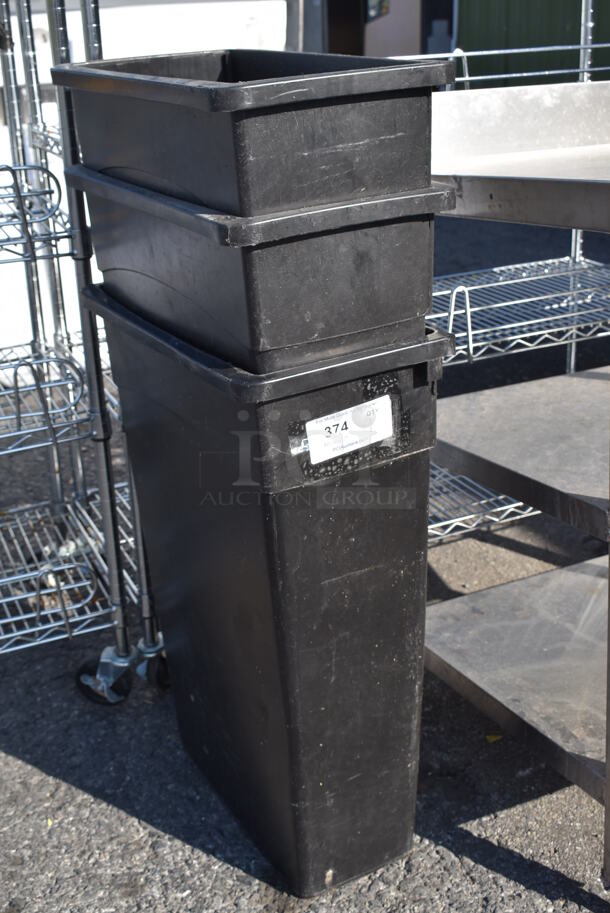 3 Black Poly Slim Jim Trash Cans. 11x20x30. 3 Times Your Bid! - Image 2 of 5