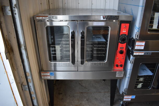 BRAND NEW SCRATCH AND DENT! LATE MODEL! Vulcan Model VC5ED Stainless Steel Commercial Electric Powered Full Size Convection Oven w/ View Through Doors, Metal Oven Racks and Thermostatic Controls on Metal Legs. 208 Volts, 3/1 Phase. 40x31x54. Tested and Working! - Image 2 of 8