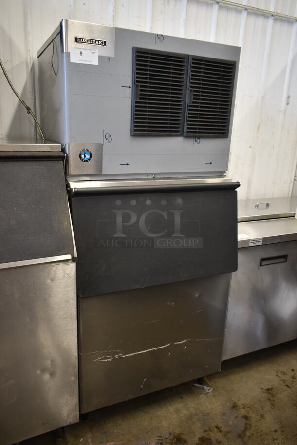 LIKE NEW! Hoshizaki KML-325MAJ Stainless Steel Commercial Ice Head on Commercial Ice Bin. 115 Volts, 1 Phase.