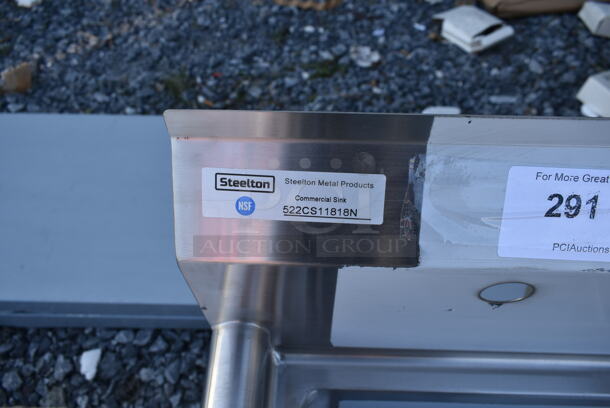 BRAND NEW SCRATCH AND DENT! Steelton 522CS11818N Stainless Steel Commercial Single Bay Sink. No Legs. - Image 3 of 4