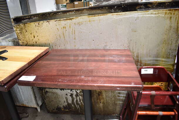 3 Wood Pattern Bar Height Table on Black Metal Table Base. 3 Times Your Bid! - Image 4 of 5