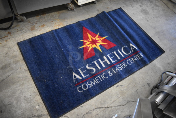 Blue Floor Rug w/ Aesthetica Logo. 57x33.5 - Image 2 of 5