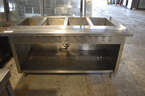 Commercial Stainless Steel Natural Gas Powered Steam Table On Galvanized Legs. 
