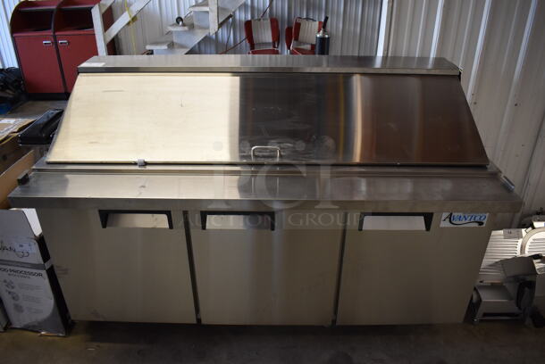 BRAND NEW SCRATCH AND DENT! Avantco 178APT71MHC Stainless Steel Commercial Sandwich Salad Prep Table Bain Marie Mega Top on Commercial Casters. 115 Volts, 1 Phase. 70.5x34x47. Tested and Working!